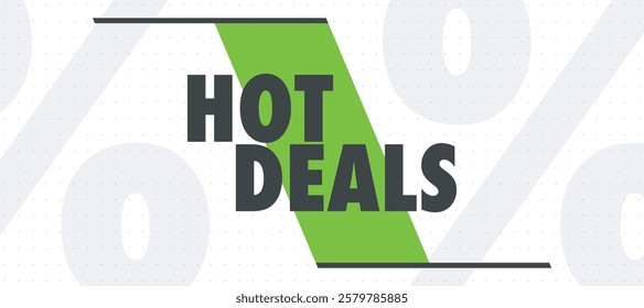 Vibrant vector design with "HOT DEALS" in bold, retro font. Dynamic background creates eye-catching, attention-grabbing look for sales, promotions, discount designs. Versatile for retail, e-commerce