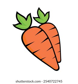 Vibrant vector of fresh carrots with lush green tops. Carrots vector illustration.