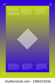 Vibrant Vector Geometric Cover Design with Gradient and Abstract Lines and Figures for your Business. Layout Design with Hologram, Gradient Effect for Electronic Festival.