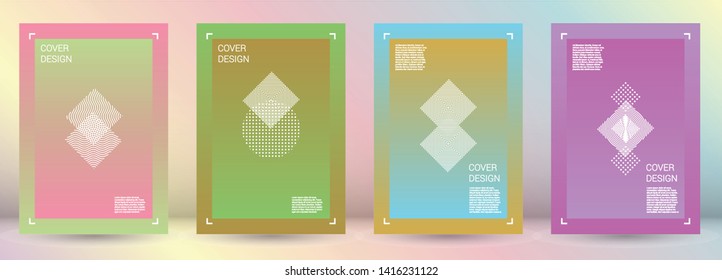 Vibrant Vector Geometric Cover Design with Gradient and Abstract Lines and Figures for your Business. Magazine Design with Hologram, Gradient Effect for Disco Party.