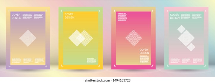 Vibrant Vector Geometric Cover Design with Gradient and Abstract Lines and Figures for your Business. Booklet Design with Hologram, Gradient Effect for Disco Party.