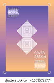 Vibrant Vector Geometric Cover Design with Gradient and Abstract Lines and Figures for your Business. Layout Design with Hologram, Gradient Effect for Disco Party.