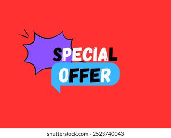 A vibrant vector graphic featuring the bold text "Special Offer" against a striking red background. The design uses eye-catching fonts and colors to grab attention, perfect for promotional materials