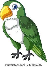 A vibrant vector graphic of a green parrot
