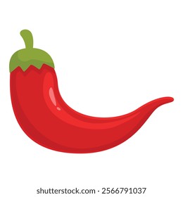 Vibrant vector graphic of a ripe red chili pepper on a white background