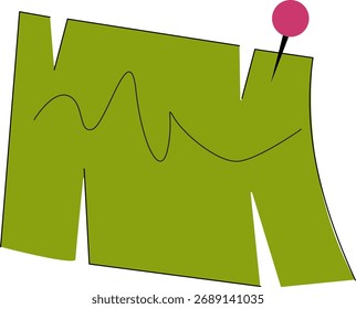 Vibrant vector Green Sticky Note With Pushpin in flat style