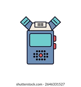 A vibrant vector icon of a portable audio recorder, perfect for sound, podcast, and media production themes.