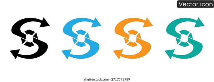 Iconos vectoriales vibrantes que ilustran procesos cíclicos dinámicos