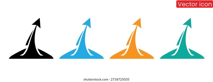 Vibrant vector icons representing growth and success with upward arrows in four colors