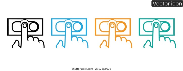 Iconos vectoriales vibrantes que muestran los dedos interactuando con las pantallas en varios colores