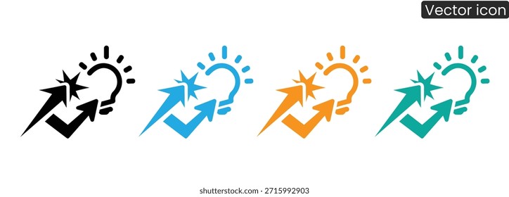 Iconos vectoriales vibrantes que simbolizan ideas innovadoras y estrategias de crecimiento