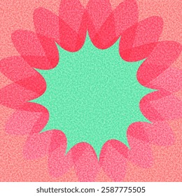 A vibrant vector illustration of an abstract flower with layered pink petals and a textured green center, creating a bold and artistic design.