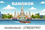 Vibrant vector illustration of Bangkok