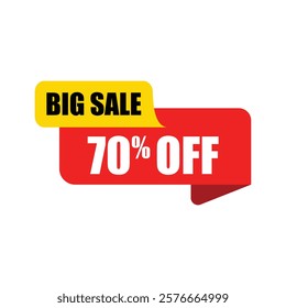 Vibrant vector illustration of a big sale design featuring bold text with '70% Off' in eye-catching colors. Perfect for promotional banners, discounts, and advertising materials.