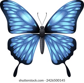 A vibrant vector illustration of a blue butterfly.