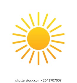 A vibrant vector illustration of a bright yellow and orange sun, perfect for weather forecasts, summer themes, energy, and positive concepts.
