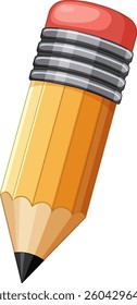 A vibrant vector illustration of a cartoon pencil with a red eraser, showcasing bold colors and clean lines