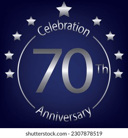 Vibrante ilustración vectorial celebrando 70 años de aniversario, llena de alegría y éxito. Perfecto para ocasiones especiales. ¡Vamos!