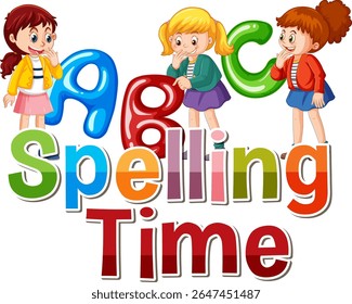 Vibrant vector illustration of children interacting with large, colorful alphabet letters. Ideal for educational materials and playful learning themes