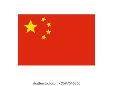A vibrant vector illustration of the Chinese flag featuring a red field and five yellow stars.