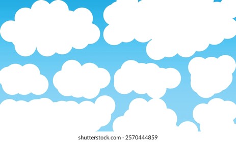 A vibrant vector illustration of a clear blue sky with fluffy white clouds. Perfect for backgrounds, web design, or any creative project needing a cheerful and minimal aesthetic.