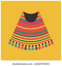 A vibrant vector illustration of a colorful ornate poncho