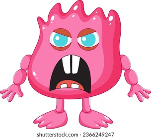 A vibrant vector illustration of a cute pink alien monster