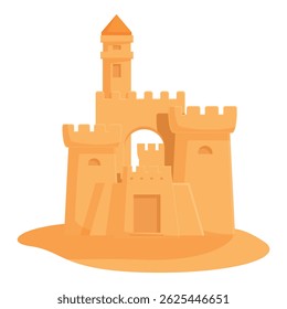 Vibrant vector illustration of a detailed sandcastle, perfect for children's book or summerthemed graphics