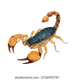 Ilustración vectorial vibrante de un escorpión exótico con colores llamativos, perfecto para la vida silvestre, el desierto y los diseños temáticos de la naturaleza o contenido educativo.