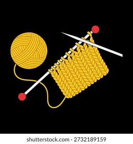 A vibrant vector illustration featuring a ball of yarn and knitting needles, perfect for craft enthusiasts and designers.