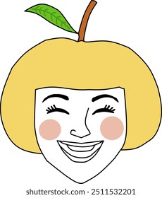 Vibrant vector illustration featuring a lemon-headed woman with short yellow hair, expressing a happy smile. Perfect for fun and creative projects.