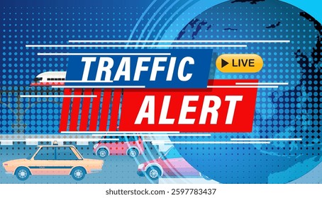 Vibrant vector illustration featuring traffic alert theme with bold colors and modern design elements for impactful communication