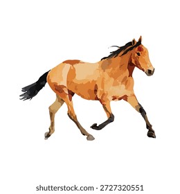 Ilustración vectorial vibrante de un caballo galopante, mostrando fuerza y libertad. Ideal para proyectos de diseño dinámico, temas animales o contenido educativo.