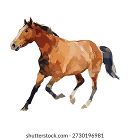Lebendige Vektorgrafik eines galoppierenden Pferdes, perfekt für Reitsport-Branding oder dynamische Tierthemen. Ideal für Grafikdesign und Logos.