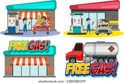 Lebhafte Vektorgrafik eines Banners einer Tankstelle