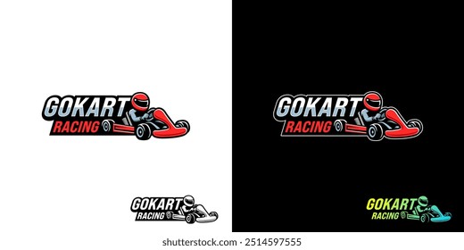 Uma ilustração vetorial vibrante de corridas de kart. O design apresenta linhas dinâmicas e cores em negrito representadas com detalhes elegantes.