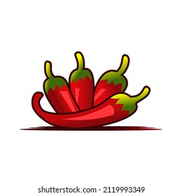 Vibrant vector illustration of a group of red hot chili peppers. Featuring a bold cartoon style with glossy details, this graphic is perfect for Mexican restaurant logos, spicy food packaging, culinary blogs, hot sauce labels, and kitchen-themed designs.