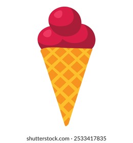 A vibrant vector illustration of ice cream cone in joyful cartoon style. A lively music festival or celebration with joyous atmosphere. Music cafe or club decoration