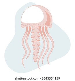 A vibrant vector illustration of a jellyfish, capturing its ethereal beauty and flowing tentacles for marine-themed designs