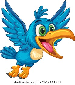Ilustração de vetor vibrante de um chicote azul alegre com características exageradas, mostrando cores dinâmicas e expressão divertida
