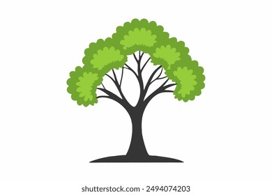  A vibrant vector illustration of a lush green tree with intricate branches and leaves, perfect for nature-themed designs and Eco-friendly projects.