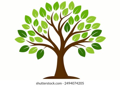  A vibrant vector illustration of a lush green tree with intricate branches and leaves, perfect for nature-themed designs and Eco-friendly projects.