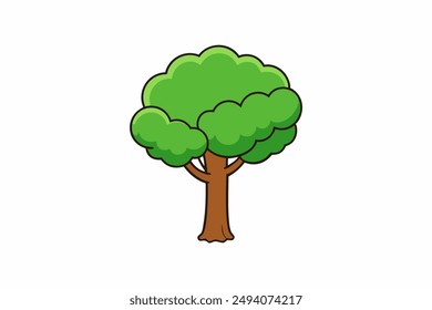  A vibrant vector illustration of a lush green tree with intricate branches and leaves, perfect for nature-themed designs and Eco-friendly projects.