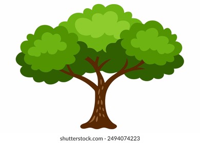  A vibrant vector illustration of a lush green tree with intricate branches and leaves, perfect for nature-themed designs and Eco-friendly projects.