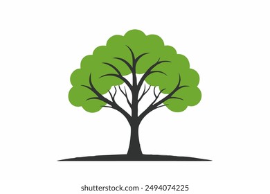  A vibrant vector illustration of a lush green tree with intricate branches and leaves, perfect for nature-themed designs and Eco-friendly projects.