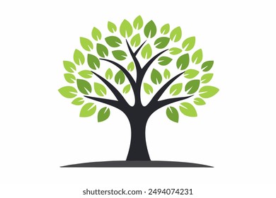  A vibrant vector illustration of a lush green tree with intricate branches and leaves, perfect for nature-themed designs and Eco-friendly projects.