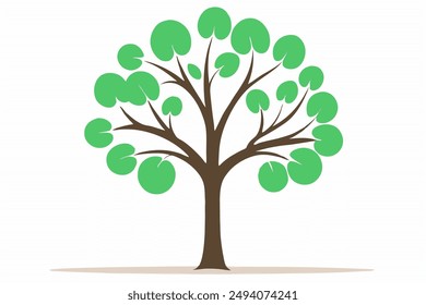  A vibrant vector illustration of a lush green tree with intricate branches and leaves, perfect for nature-themed designs and Eco-friendly projects.