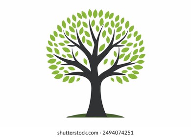  A vibrant vector illustration of a lush green tree with intricate branches and leaves, perfect for nature-themed designs and Eco-friendly projects.