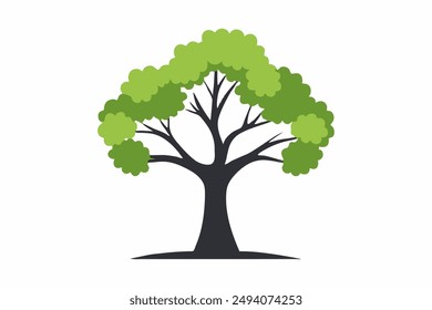 Una vibrante Ilustración vectorial de un exuberante árbol verde con ramas y hojas intrincadas, perfecto para diseños de temática natural y proyectos ecológicos.