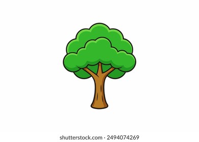  A vibrant vector illustration of a lush green tree with intricate branches and leaves, perfect for nature-themed designs and Eco-friendly projects.